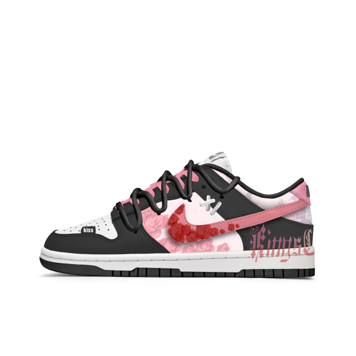 Nike Nike Dunk Freedom Panda, Thorn Rose Slip Resistant Abrasion Resistant Low top Skateboard Shoes Unisex Black Pink