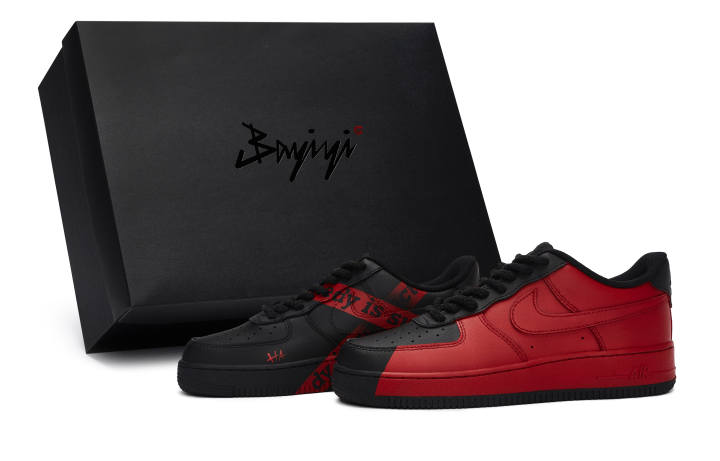 Nike Nike Air Force 1 07 811 Manufacturing, Crimson Clown, Special Shoe Box Low top Skateboard Shoes Unisex Black Red