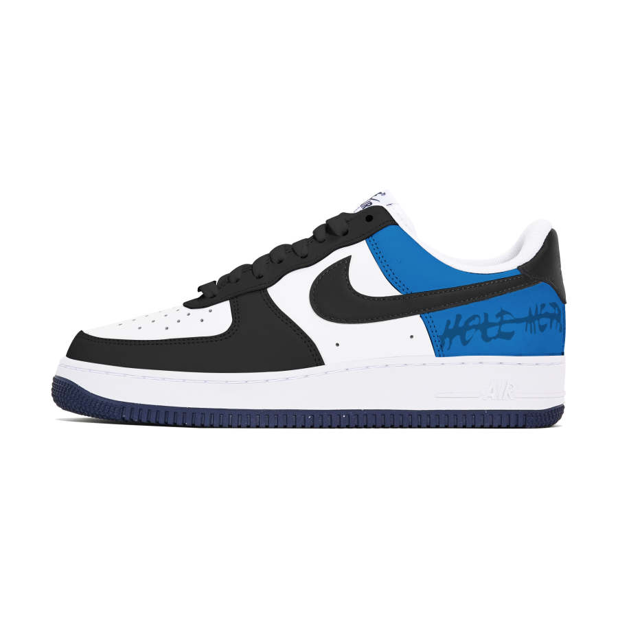 Nike Nike Air Force 1 Non slip Lightweight Low top Skateboard Shoes Men's Black White Blue