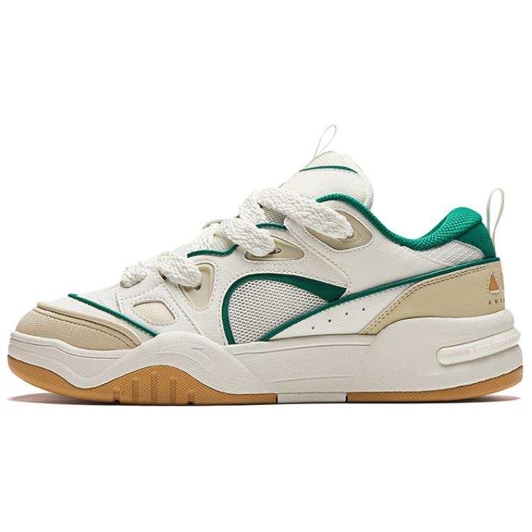 Anta Jie S Comfortable Cushioning, Wear Resistant Low top Skateboard Shoes Men's White Yellow Green