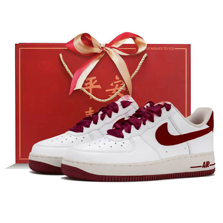 Nike Nike Air Force 1 Slip Resistant Slip Resistant Low top Skateboard Shoes Women's White Red