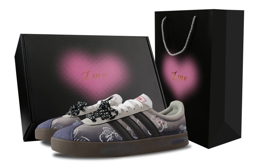 Adidas Neo VL Court Lifestyle Sour Plum Heart Box Slip Resistant Abrasion Resistant Low top Skateboard Shoes Unisex