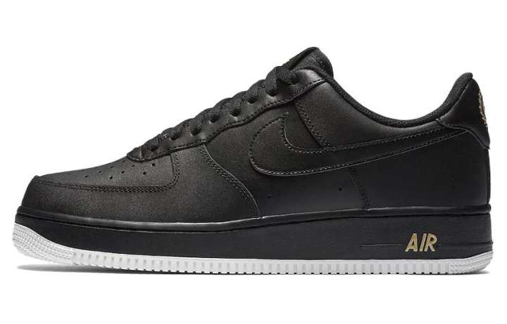 Nike Nike Air Force 1 AF1 Low top Skateboard Shoes Men's Black Gold