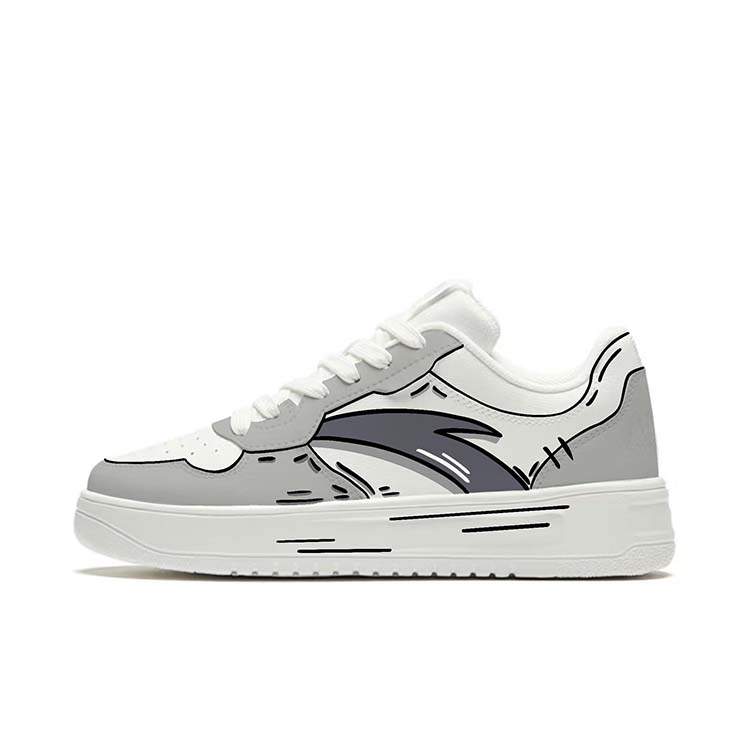 Anta Life Collection Slip Resistant, Abrasion Resistant, Lightweight Low top Skateboard Shoes Unisex Gray White