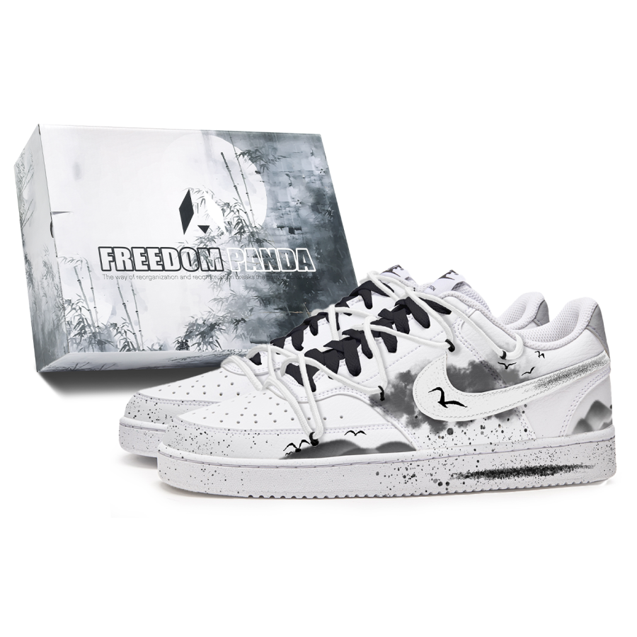 Nike Nike Court Vision 1 Slip Resistant Abrasion Resistant Low top Skateboard Shoes Men's Black White Gray