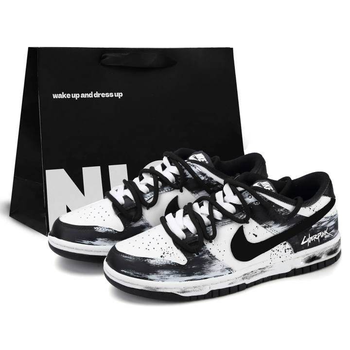 Nike Nike Dunk Abrasion Resistant Low top Skateboard Shoes Unisex Black White