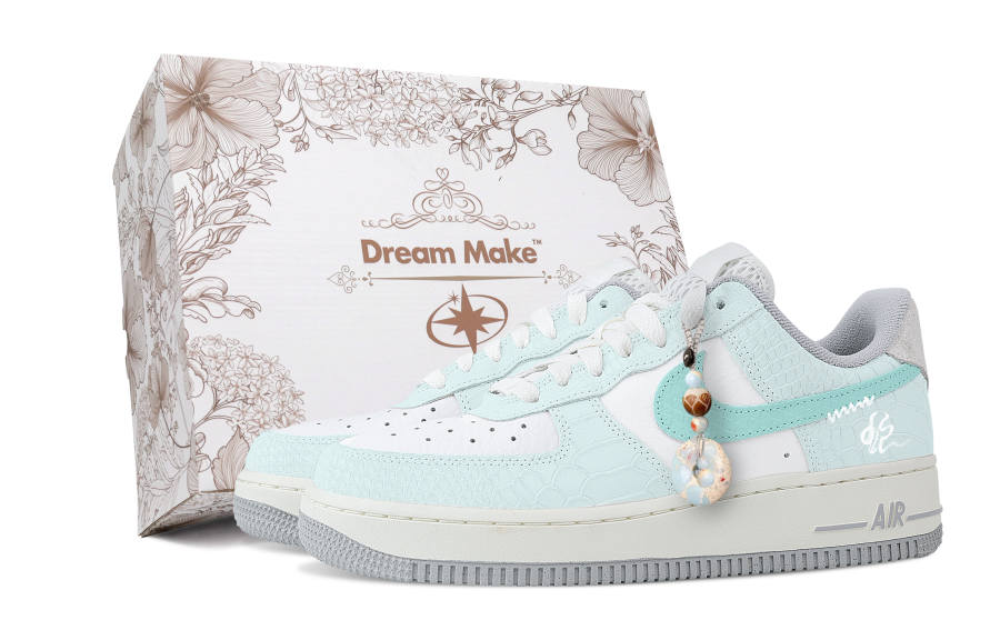 Nike Nike Air Force 1 Slip Resistant Cushioning Abrasion Resistant Low top Skateboard Shoes Women's Cyan