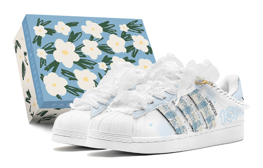 Adidas Originals Superstar 2 Romantic Gift Low top Casual Skate Shoes Unisex Blue White