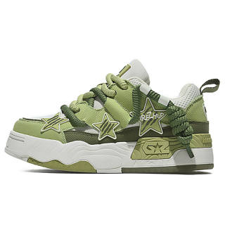 GREZHER Cushioning Abrasion Resistant Lightweight Low top Fabric Star Skateboard Shoes Unisex Avocado Green