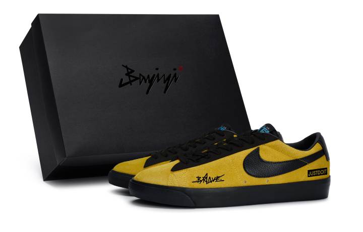 Nike Nike Blazer Slip Resistant Abrasion Resistant Low top Skateboard Shoes Unisex Yellow Black