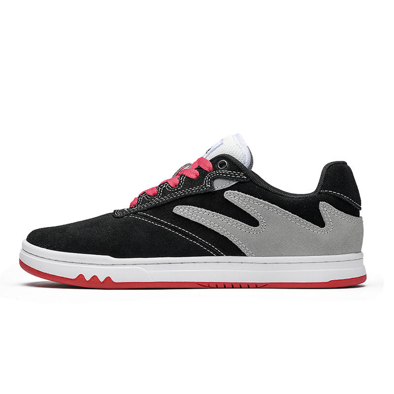 GOLUCK Suede Coverage Cushioning Abrasion Resistant Low top Skateboard Shoes Unisex Black Gray Pink