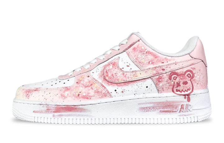 Nike Nike Air Force 1 Raspberry Bear Abrasion Resistant Low top Skateboard Shoes Unisex Pink White