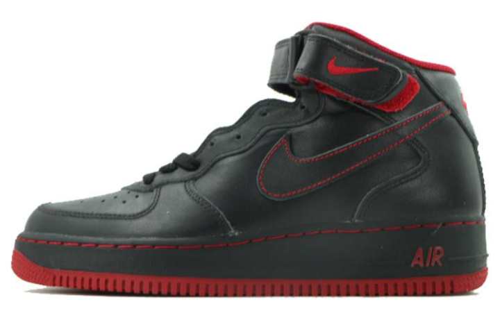 Nike Nike Air Force 1 Versatile Waterproof Mid top Skateboard Shoes Unisex Black Red