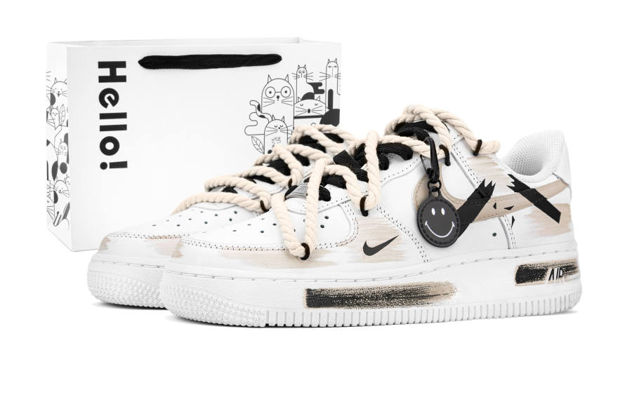 Nike Nike Air Force 1 Low top Skateboard Shoes Unisex Brown White Black