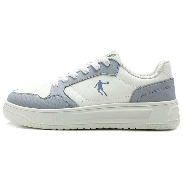 QIAODAN Slip Resistant Cushioning Abrasion Resistant Low top Skateboard Shoes Men's Ivory White Stars Gray