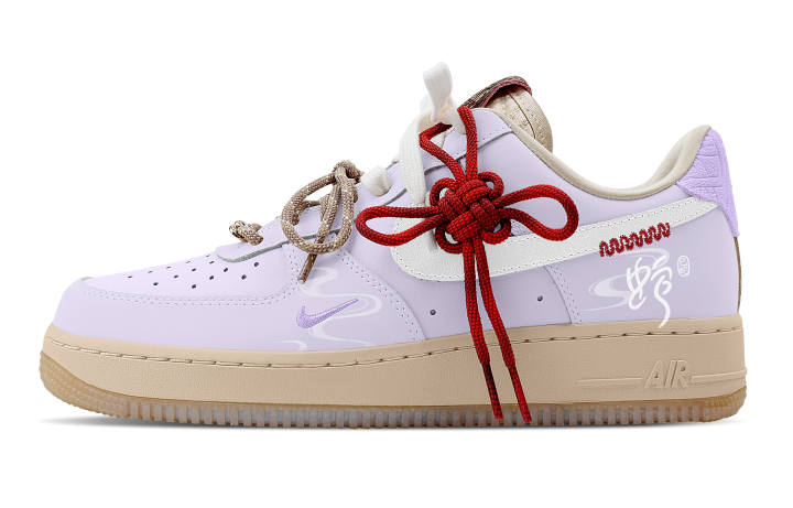 Nike Nike Air Force 1 Slip Resistant Abrasion Resistant Low top Skateboard Shoes Women's Purple White