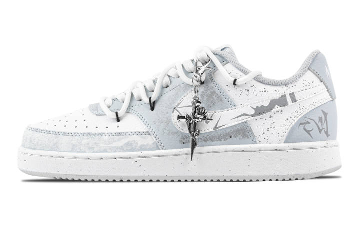Nike Nike Court Vision White Thorn Abrasion Resistant Low top Skateboard Shoes Men's Light Gray