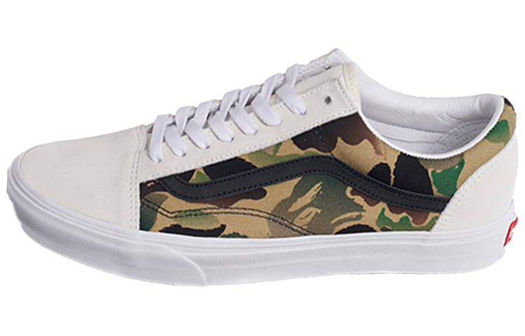 Vans A BATHING APE x Vans Old Skool Low top Skateboard Shoes Unisex White Camouflage