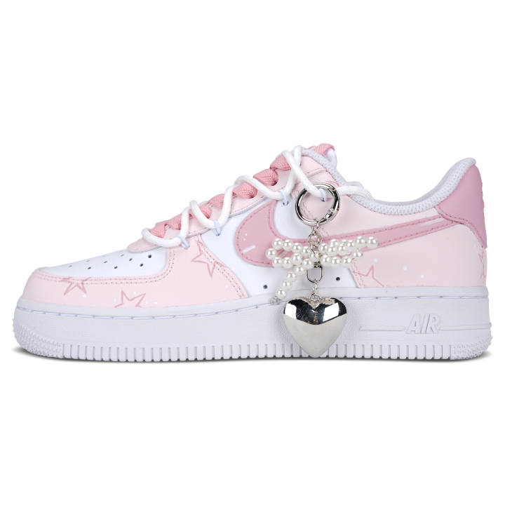 Nike Nike Air Force 1 Starry Dot Slip Resistant Abrasion Resistant Low top Skateboard Shoes Women's Pink White