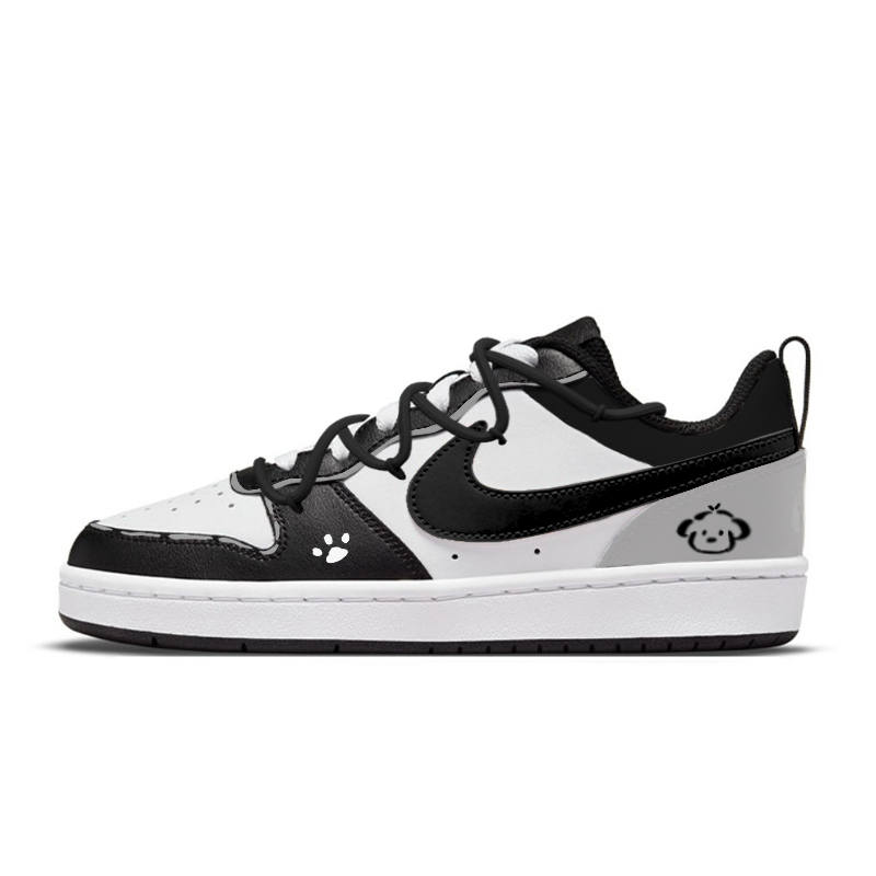 Nike Nike Court Borough Black Sugar Ball Abrasion Resistant Low top Skateboard Shoes Women's Black White Gray