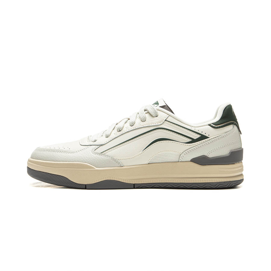 Li-Ning Li Ning Moon Glaze Synthetic Leather, Split Cow Leather Low top Skateboard Shoes Men's White Gray