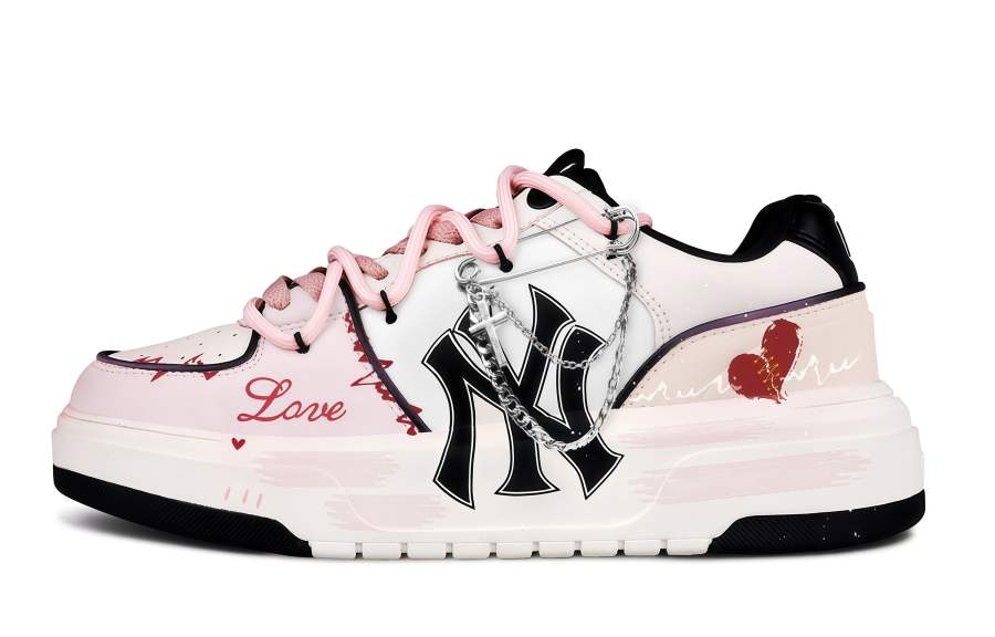 MLB Chunky Liner Heartfelt Sweet Chain Abrasion Resistant Abrasion Resistant Low top Skateboard Shoes Unisex Pink White