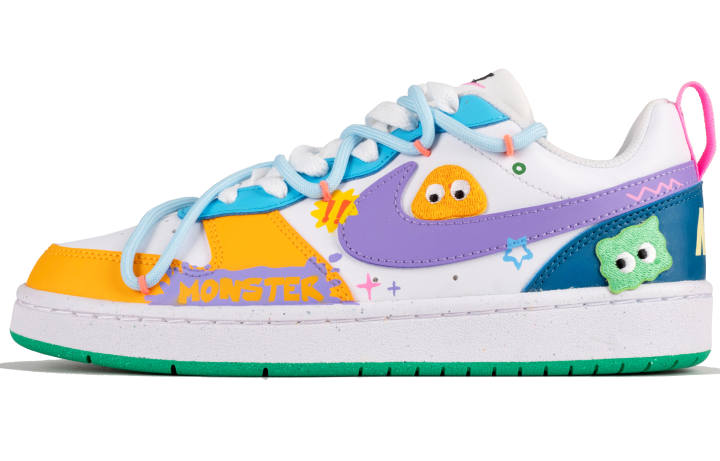 Nike Nike Court Borough Cute Graffiti, Multicolor Candy Red Eye Low top Skateboard Shoes GS Yellow Purple