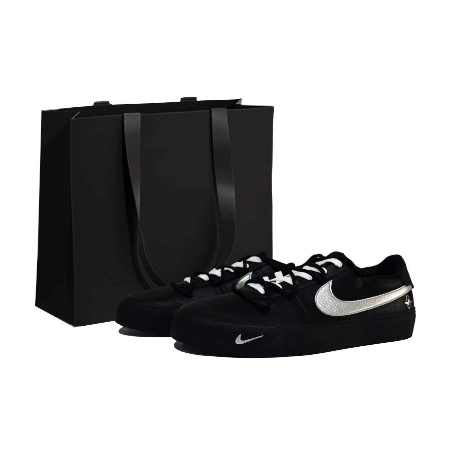 Nike Nike Court Shot Black Warrior Abrasion Resistant Abrasion Resistant Low top Skateboard Shoes Unisex Black Silver