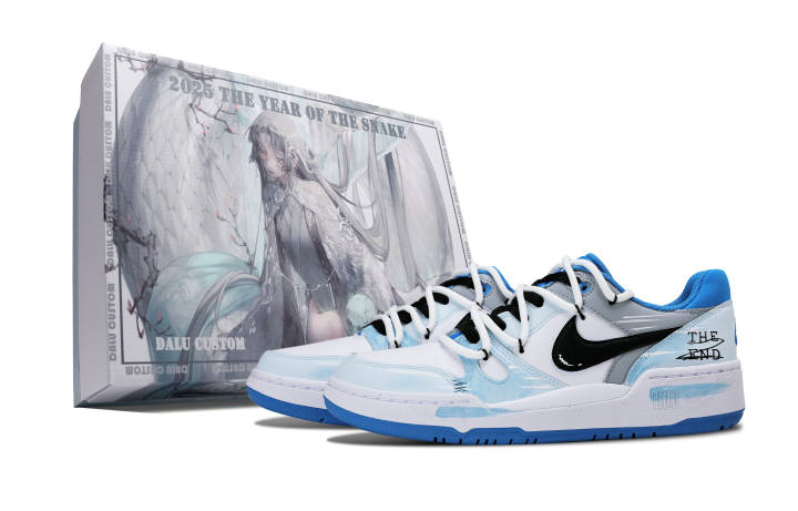 Nike Nike Full Force Gray Blue White Powder, Box Abrasion Resistant Abrasion Resistant Low top Skateboard Shoes Men's