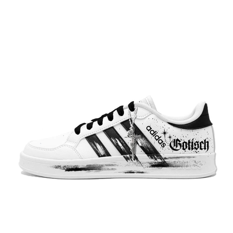 Adidas Neo Breaknet Galaxy Shimmer Synthetic Leather Abrasion Resistant Low top Skateboard Shoes Men's Black White