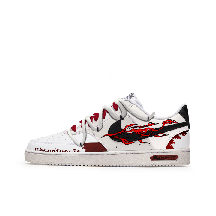 Nike Nike Court Vision 1 Slip Resistant Cushioning Low top Skateboard Shoes Men's White Red Black