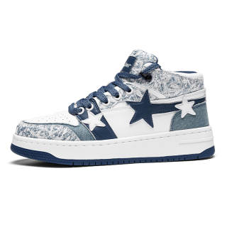 NAKAJ High top Skateboard Shoes Unisex White Blue