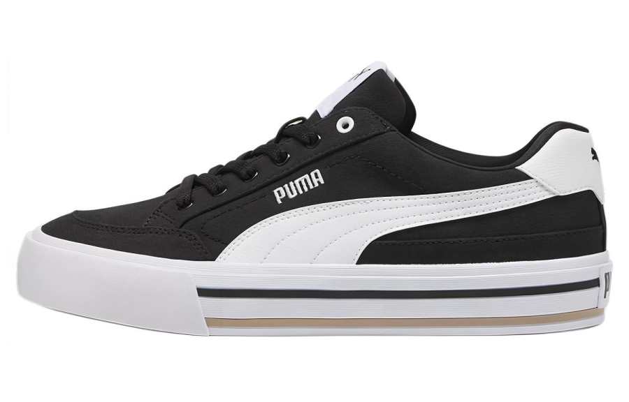 PUMA Court Classic Vulc Fabric Low top Skateboard Shoes Unisex Black White