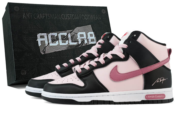 Nike Nike Dunk Slip Resistant Abrasion Resistant High top Skateboard Shoes Women's Black Pink