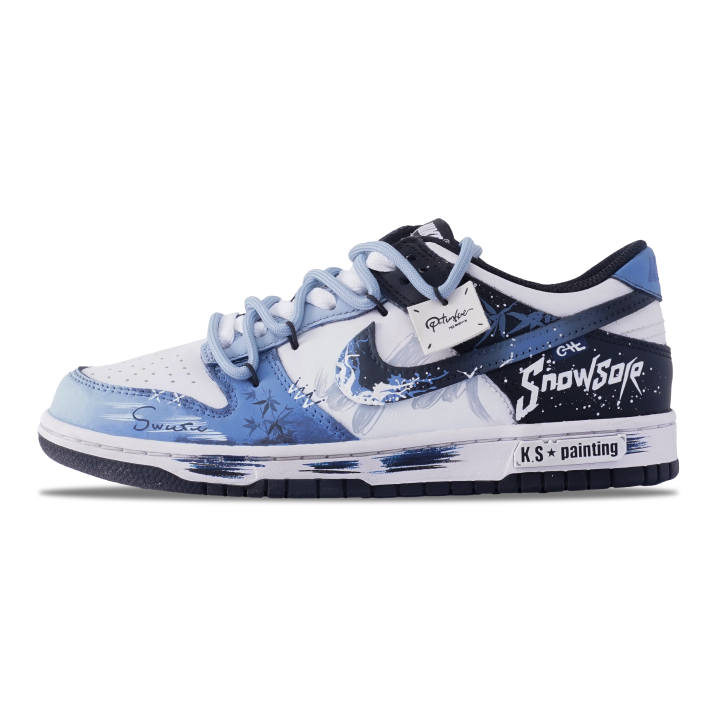 Nike Nike Dunk Leather Abrasion Resistant Low top Skateboard Shoes Women's Black Blue