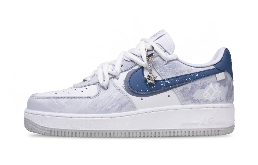 Nike Nike Air Force 1 Starry Night Slip Resistant Low top Skateboard Shoes Men's White Blue