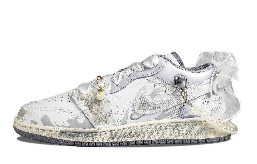 Jordan Jordan Air Jordan 1 Nebula Ripple Abrasion Resistant Low top Skateboard Shoes Women's Gray