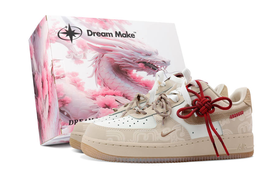 Nike Nike Air Force 1 Slip Resistant Abrasion Resistant Low top Skateboard Shoes Women's Light Brown