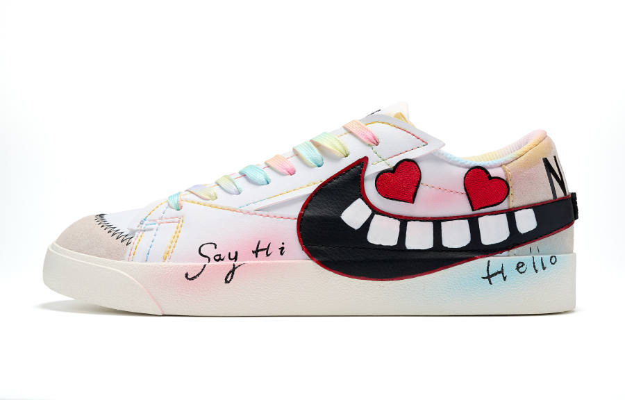 Nike Nike Blazer Clown Party Abrasion Resistant Lightweight Breathable Low top Skateboard Shoes Men's White Black