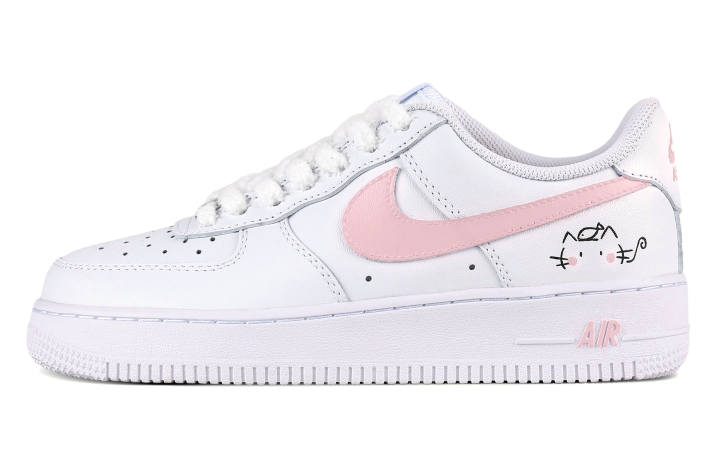Nike Nike Air Force 1 Abrasion Resistant Low top Skateboard Shoes Women's White Pink
