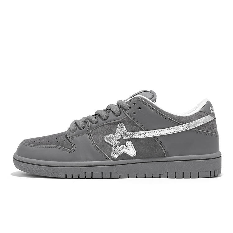 RIPSTAR Slip Resistant Abrasion Resistant Low top Skateboard Shoes Unisex Silver Gray