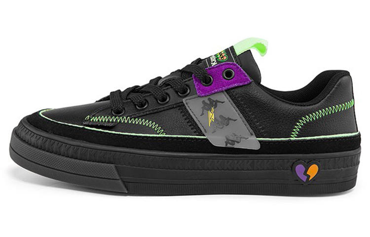 Kappa Skateboard Shoes Unisex Low Top Black/Purple/Green