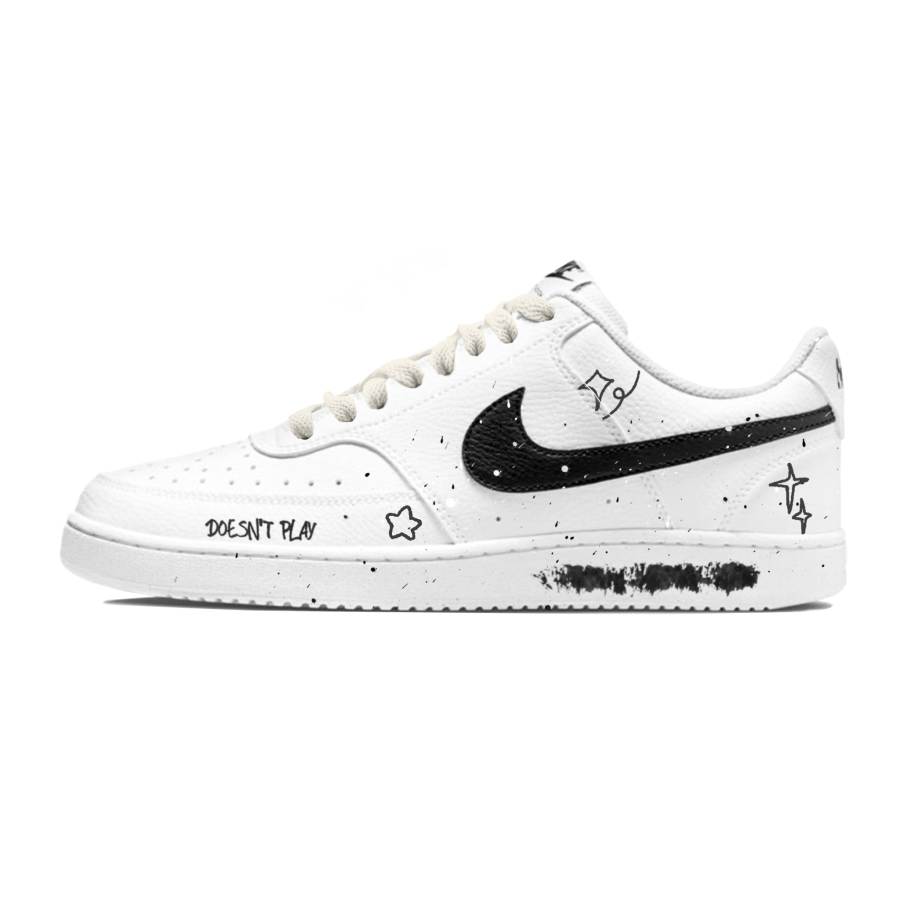 Nike Nike Court Vision 1 Abrasion Resistant Abrasion Resistant Low top Skateboard Shoes Men's Black White
