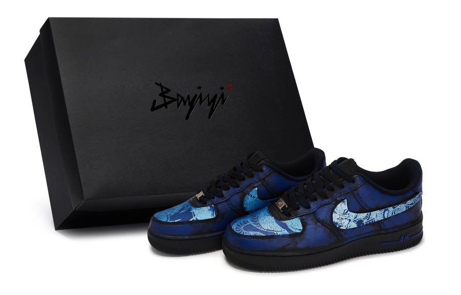 Nike Nike Air Force 1 811 Manufacturing, Dragon's Flexibility, Special Shoe Box Low top Skateboard Shoes Unisex Black Blue