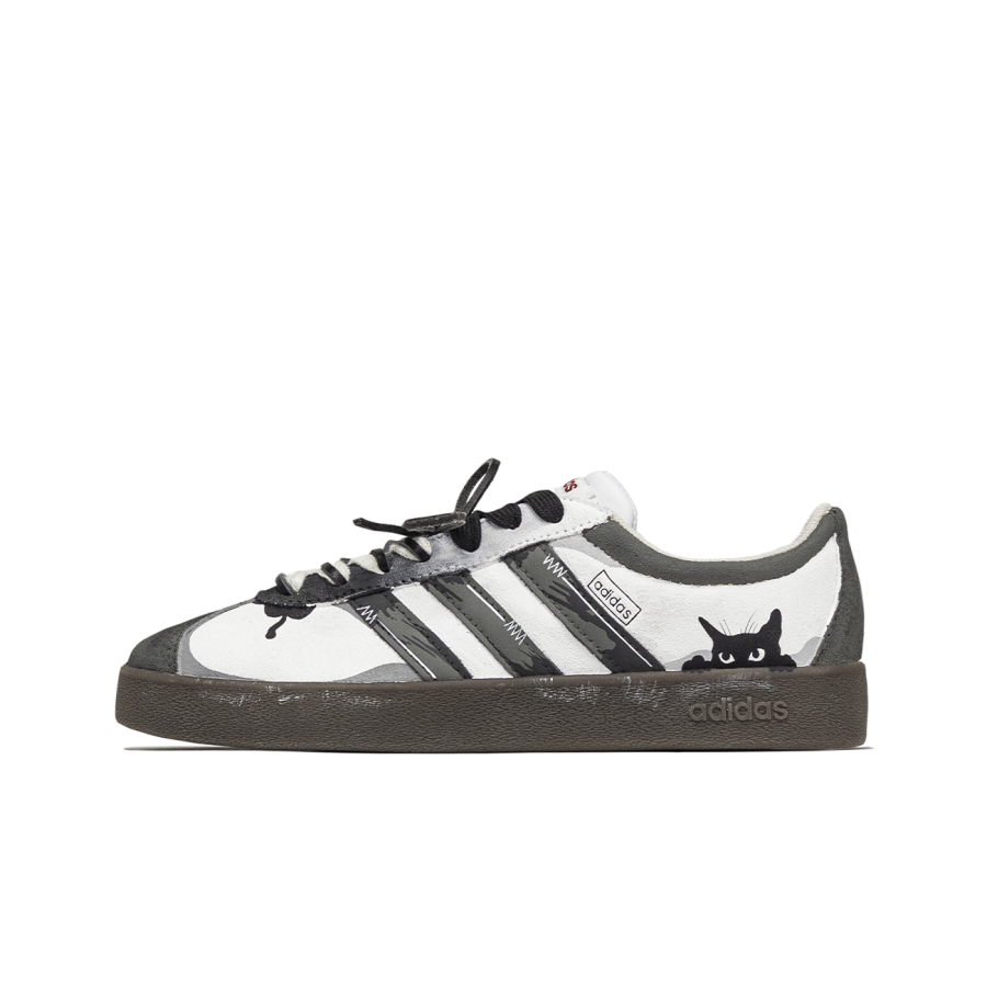 Adidas Adidas Lively Island, Hepburn's Cat Slip Resistant Abrasion Resistant Low top Skateboard Shoes Unisex Black White