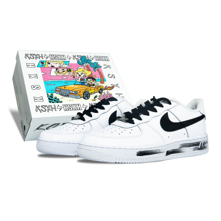 Nike Nike Air Force 1 Cow Leather Cushioning, Wear Resistant Low top Skateboard Shoes Unisex Black White