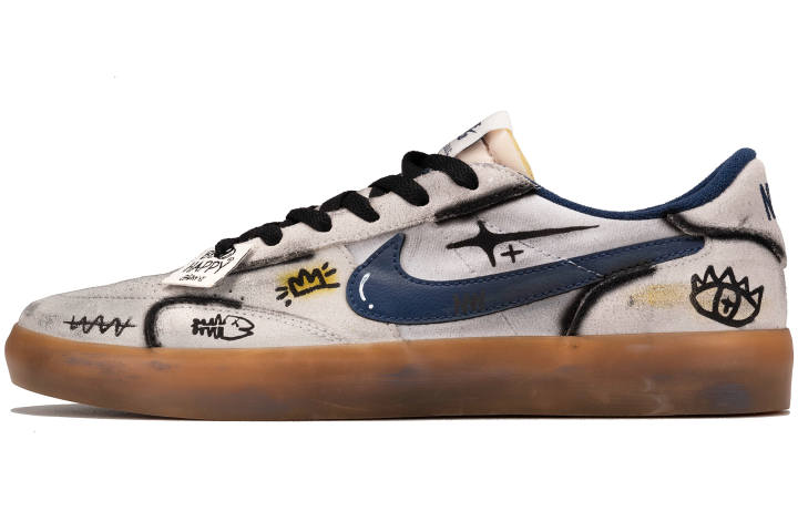 Nike Nike Heritage Thermal, Slip Resistant, And Abrasion Resistant Coverage Low top Skateboard Shoes Unisex Beige Blue Black