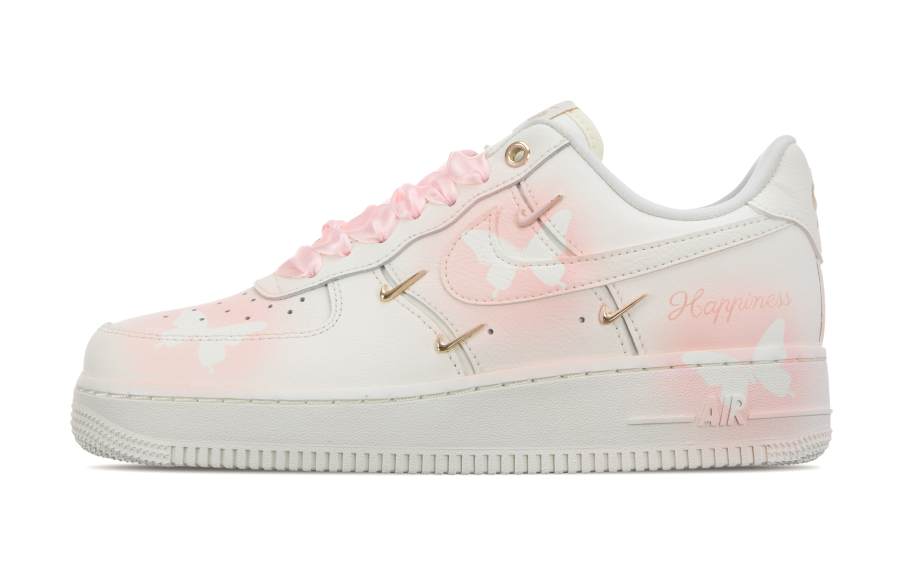 Nike Nike Air Force 1 Slip Resistant Abrasion Resistant Low top Skateboard Shoes Women's White Pink
