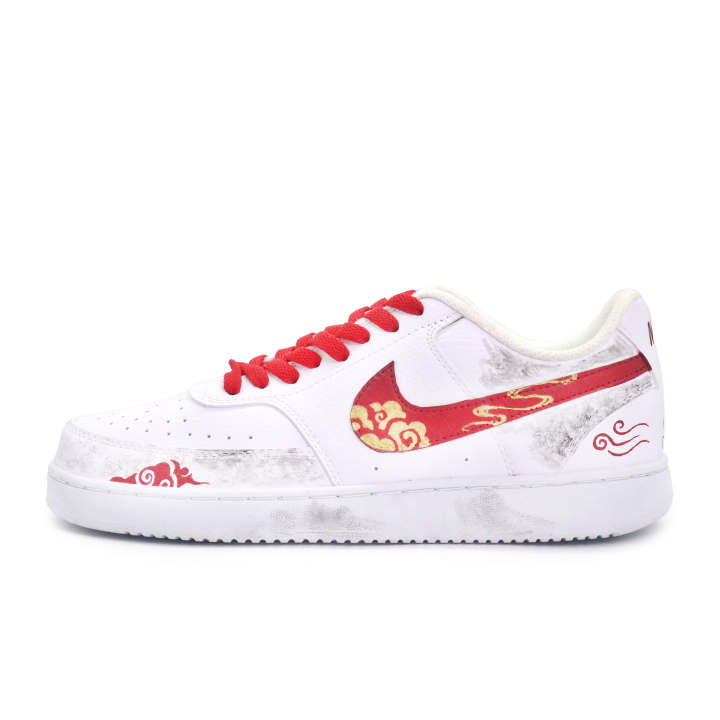 Nike Nike Court Vision Lightweight And Breathable Low top Skateboard Shoes Men's White Red Gold