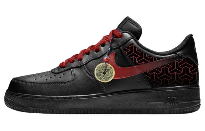 Nike Nike Air Force 1 Fu Jiang Red Armor Slip Resistant Abrasion Resistant Low top Skateboard Shoes Unisex Black Red